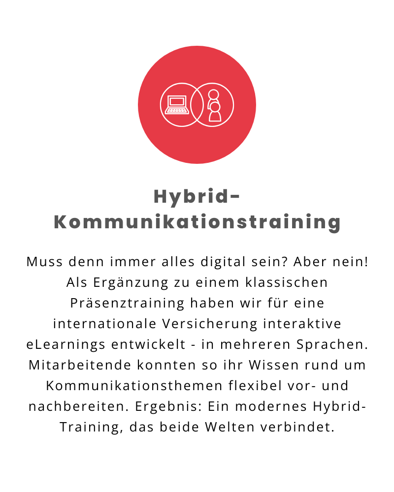 Referenz Hybrid-Kommunikationstraining mit eLearning-Elementen in einer Versicherung