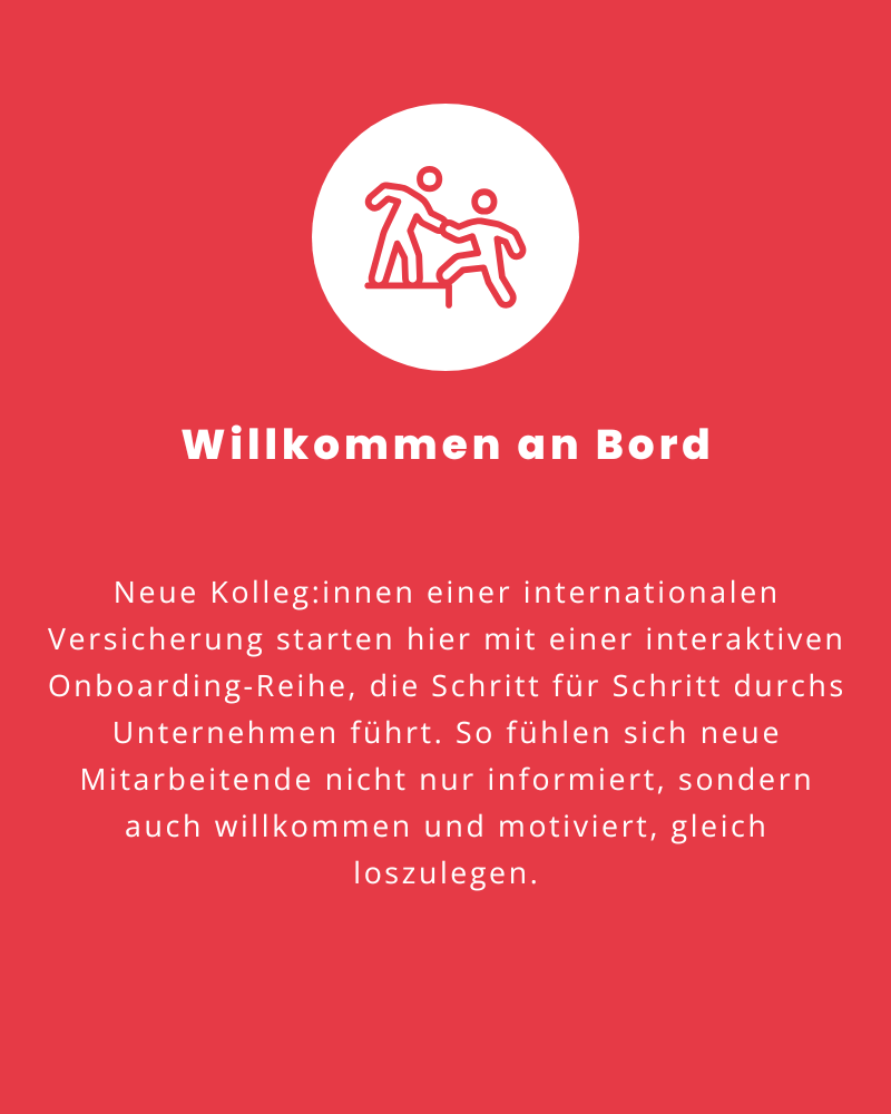 Referenz Interaktives Onboarding für neue Mitarbeitende in einer Versicherung