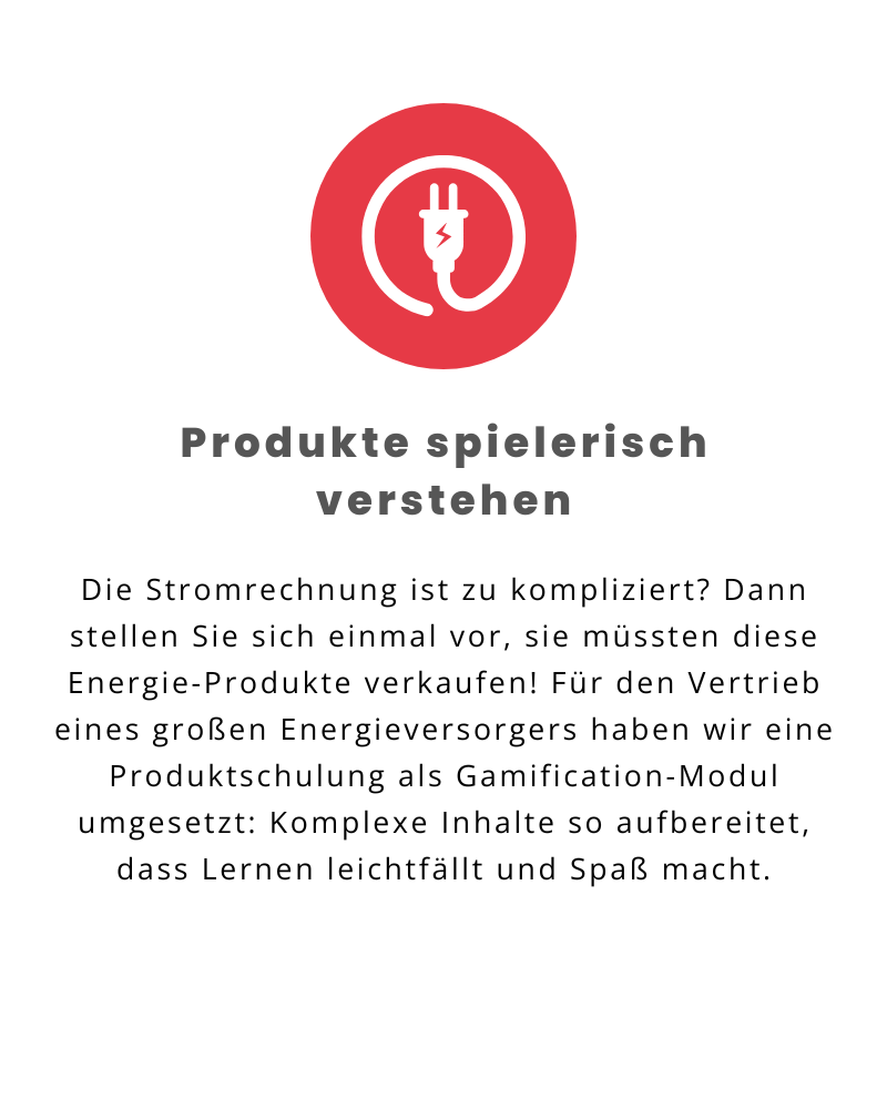 Referenz Gamified Produktschulung für den Vertrieb eines Energieversorgers