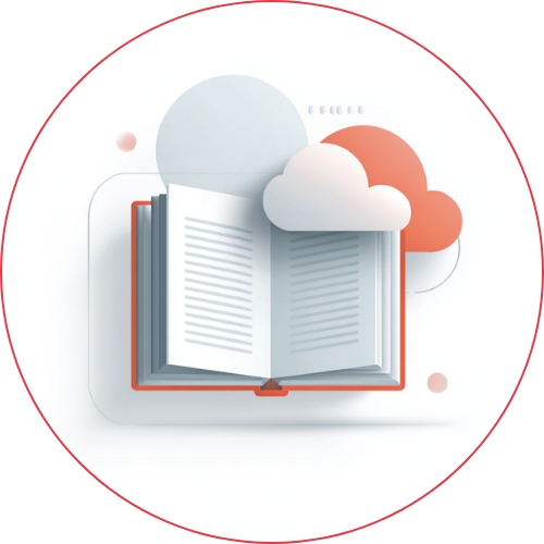Icon mit Buch und Cloud als Symbol für eLearning.